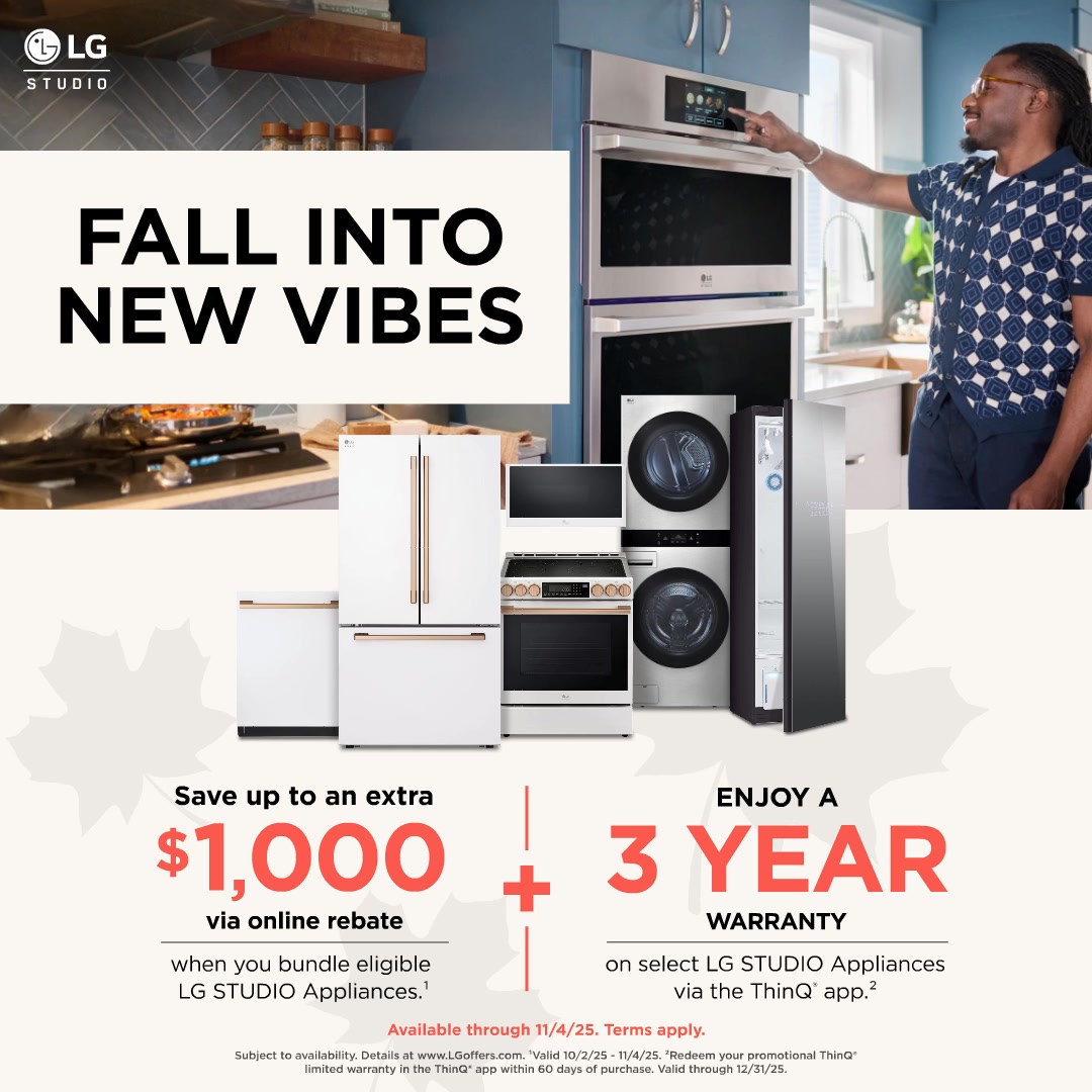 Get an Extra Rebate Up To $1,000 when you bundle eligible LG STUDIO ...