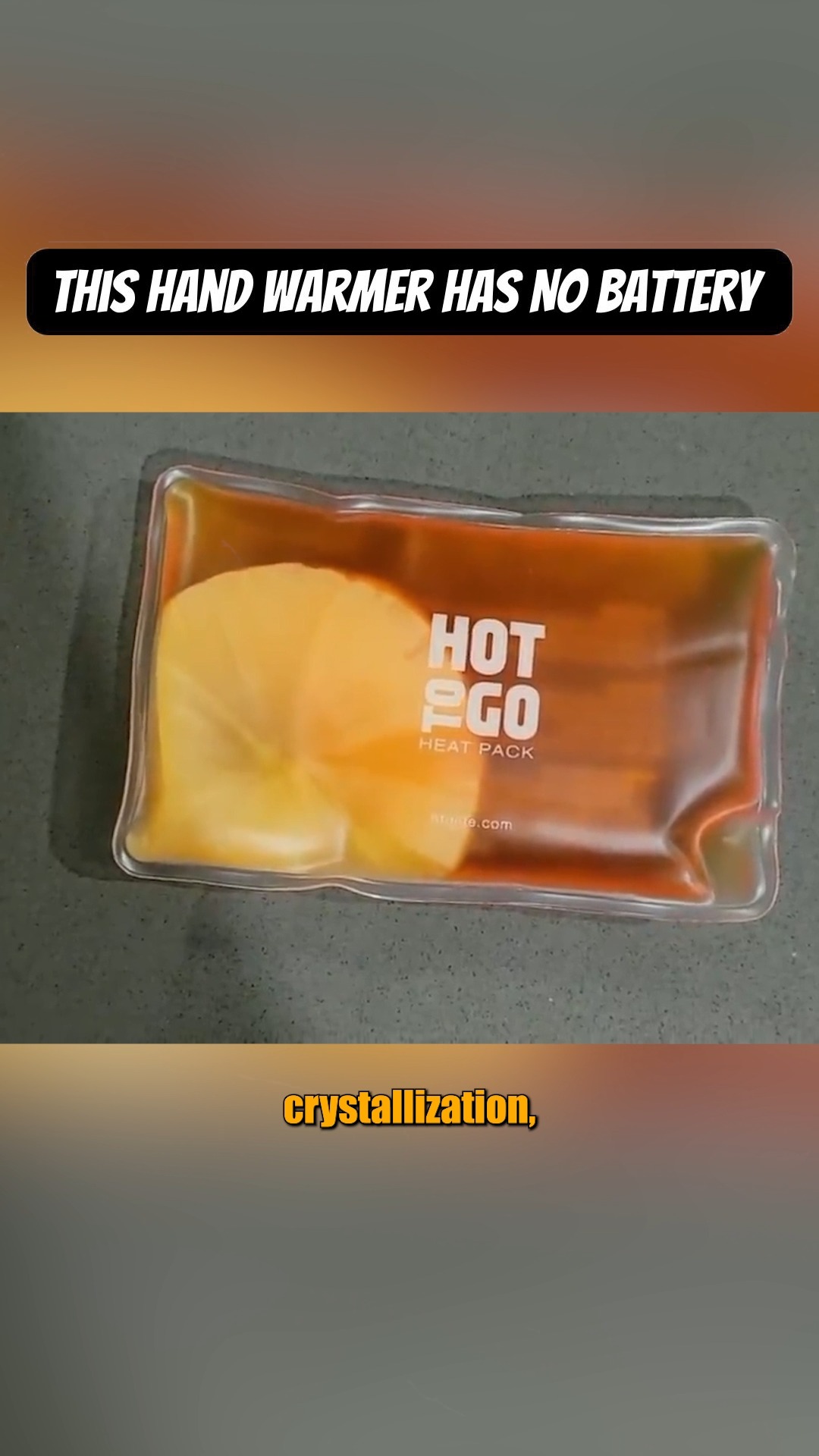 This reusable hand warmer heats up instantly when you click the metal ...