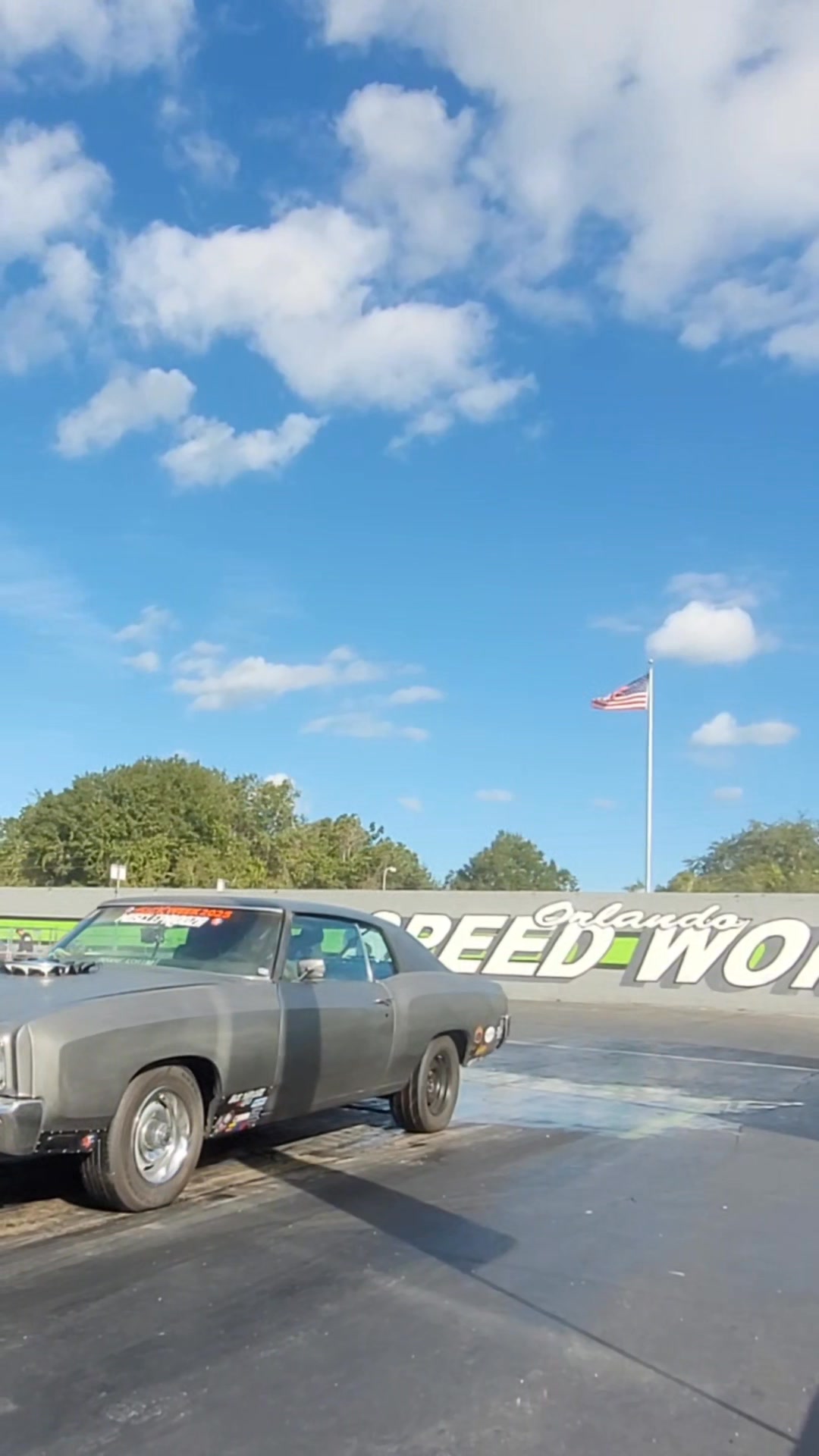 The Motley Carlo in the burnout box at Orlando Speed World Dragway for ...