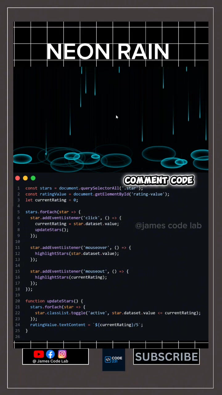 A mean rain project made with just html, Css 😎💡 | James Code Lab | Facebook