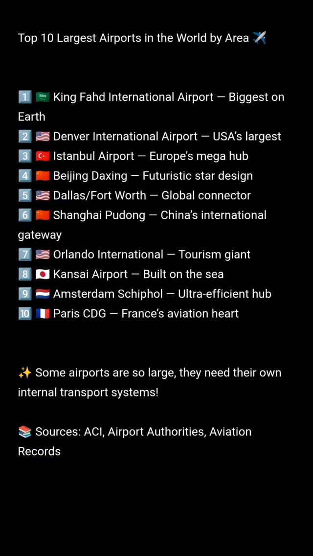 Top 10 Largest Airports in the World by Area in 2025 ️ These airports ...