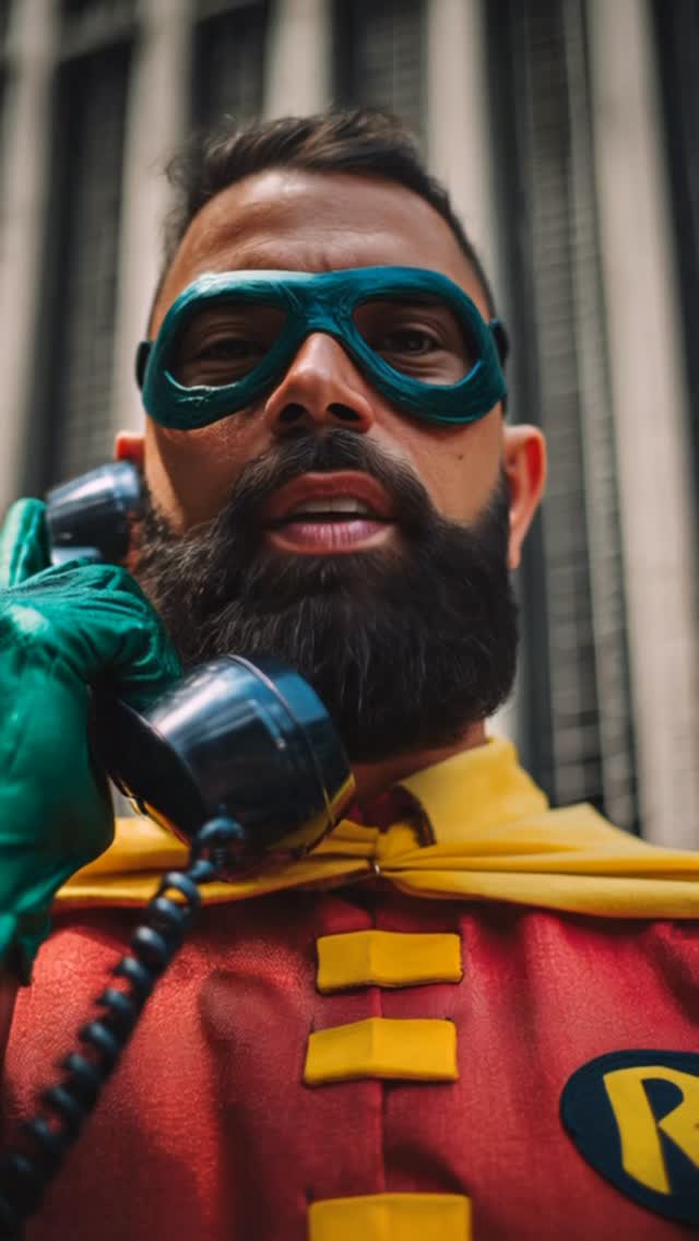 Robin is on the phone 📱 probably talking to Batman 🦇 And he goes ...