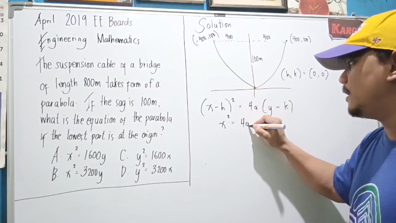 April 2019 EE Boards Engineering Mathematics The suspension cable of a ...