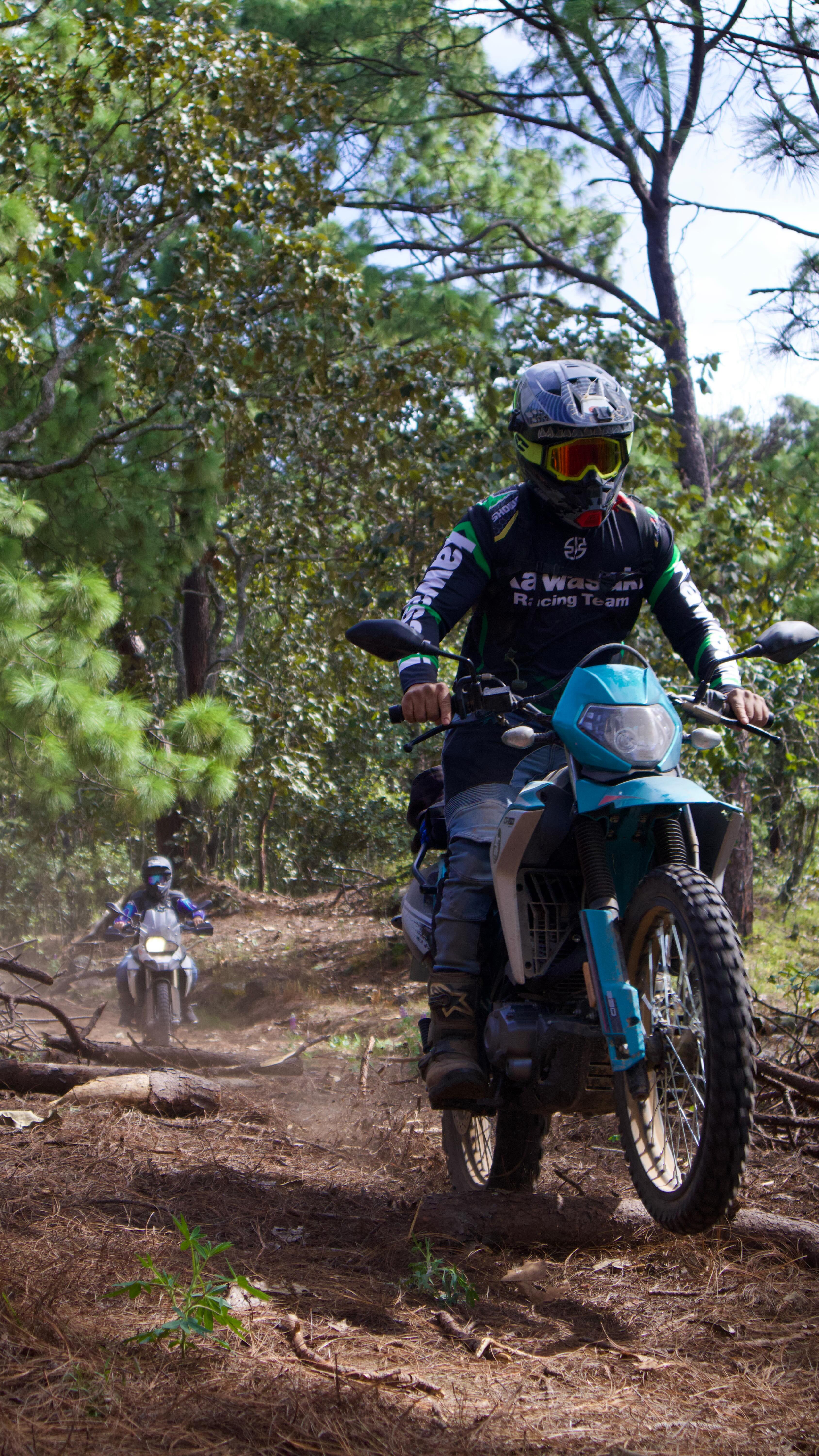 Nuestros Riders enfrentando troncos tirados en el camino. Los ...
