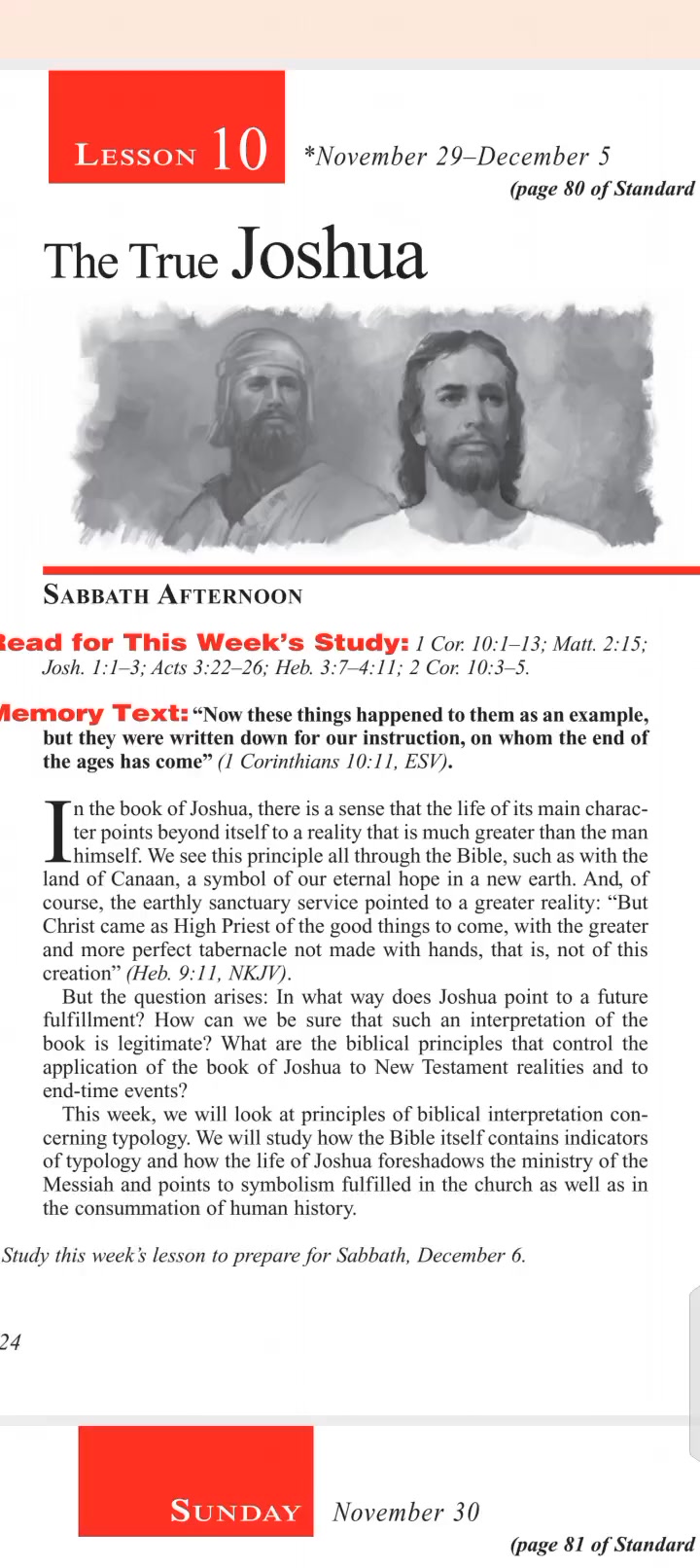 Sabbath School Quarterly Lessons Lesson 10 THE TRUE JOSHUA #sda # ...