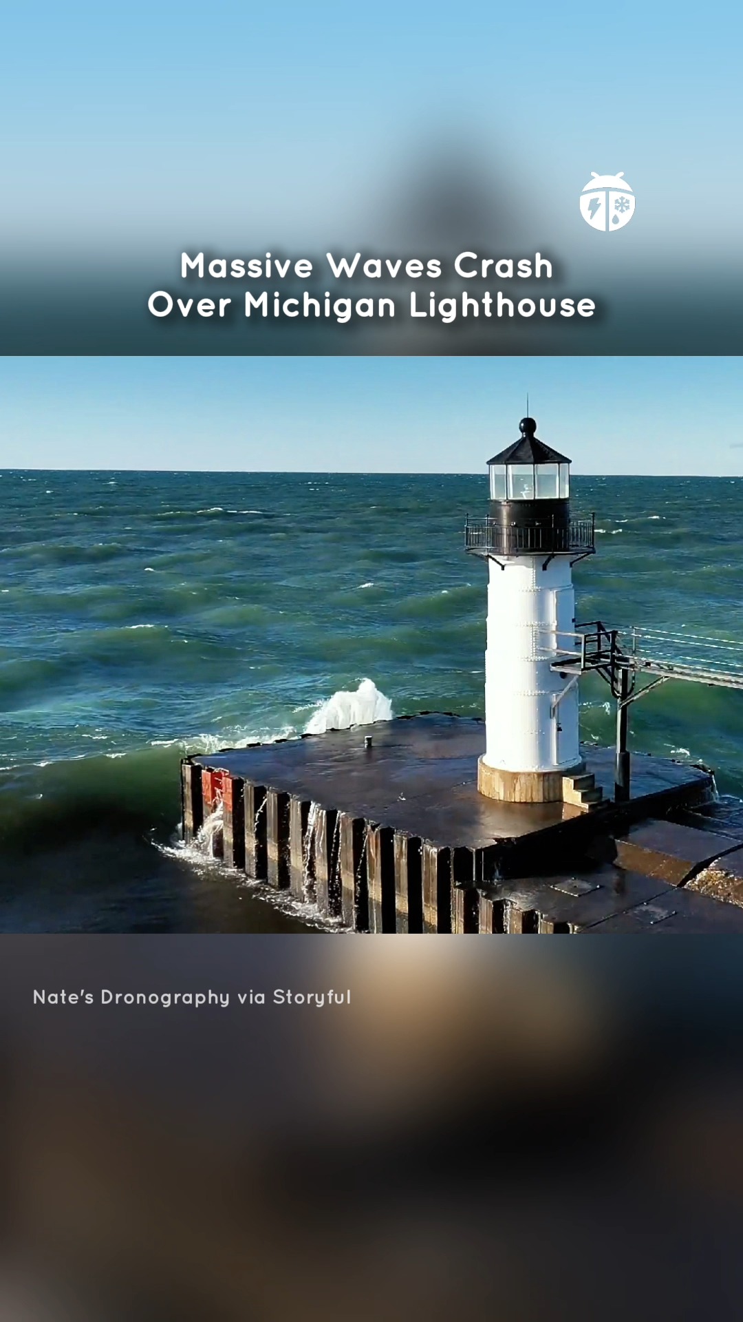 Huge waves slammed into the St Joseph lighthouse on Lake Michigan on ...