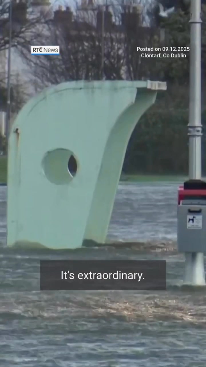 Flooding in Clontarf. RTE reporting on the effects of Storm Bram and ...