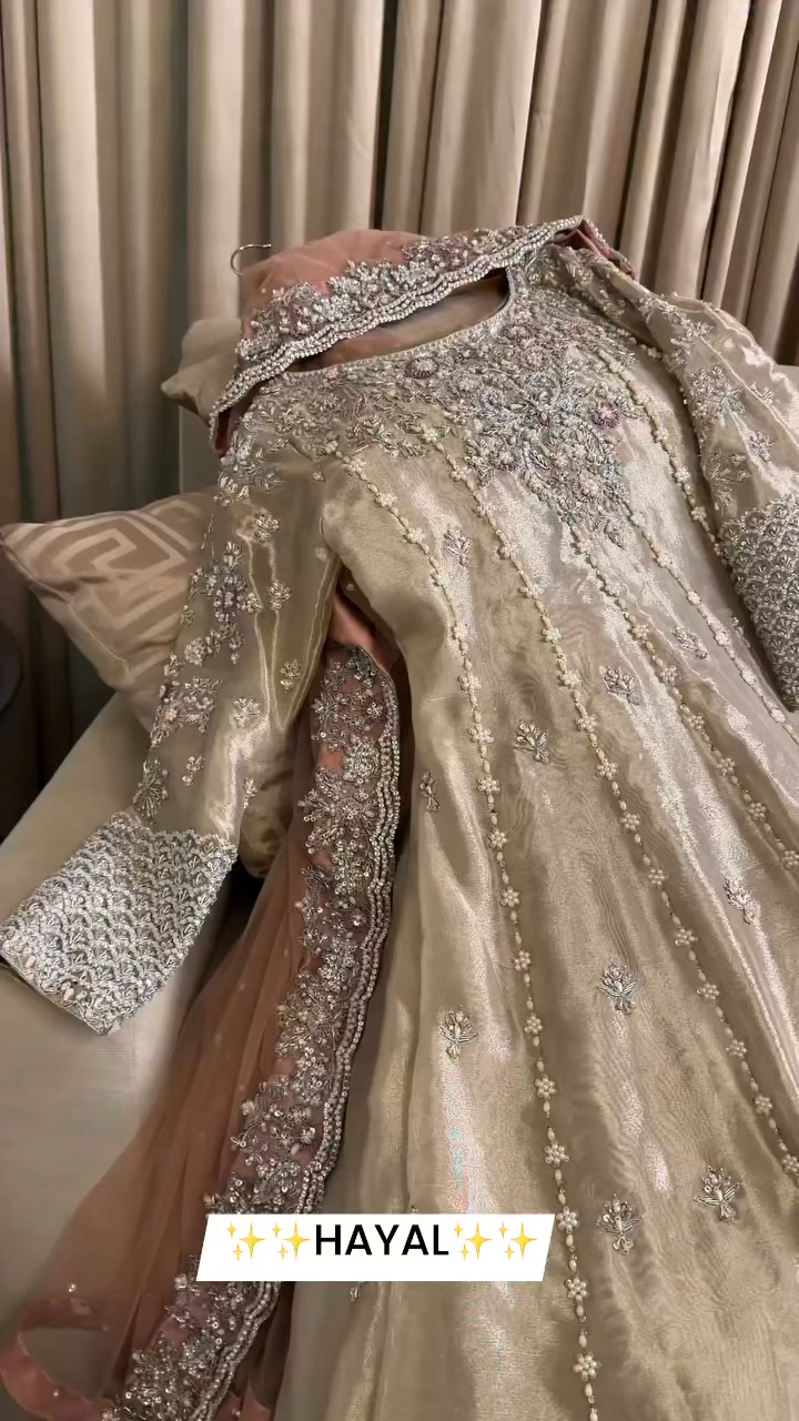 alzawiah designer dresses with price ✨Bridal wear ✨, This chandi gold lama dress of your dreams paired up pastel pink dupatta and chandi skirt for the added glam ✨, Taking Pre - Order | HAYAL you can start with Color:Marron dress design sequin top Midi Denim Dress by