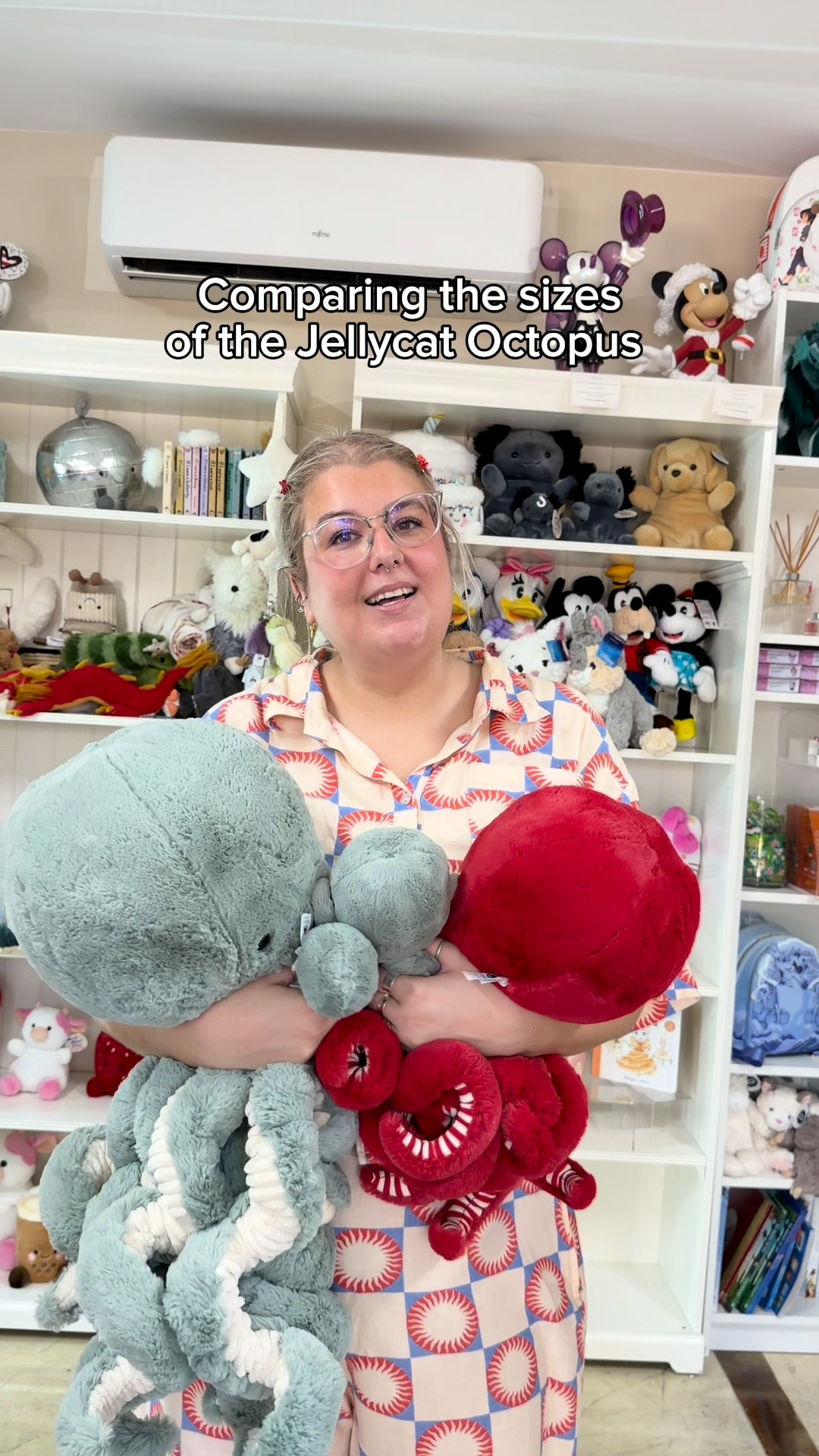 Tiny? Cute. Big? Cuter. 🐙💖 The Jellycat Octopus in all its sizes