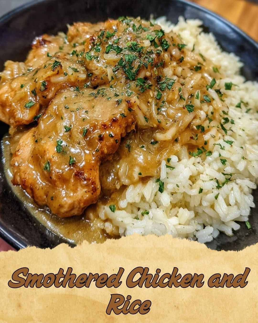 Smothered Chicken and Rice Creamy Smothered Chicken with Seasoned Rice ...