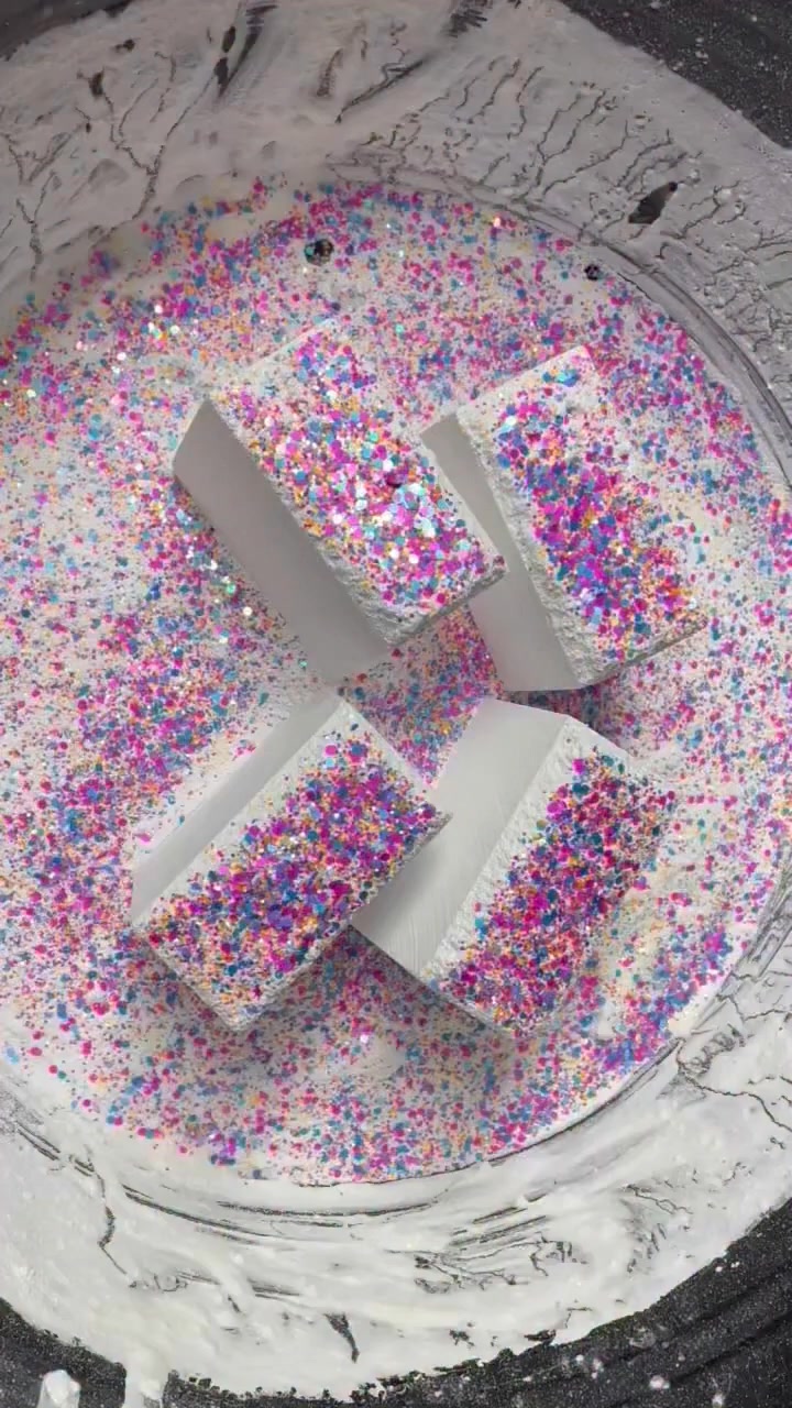 Crunchy Fresh Chalk Topped with Sifted Chalk Powder & Glitter 2x Speed ...