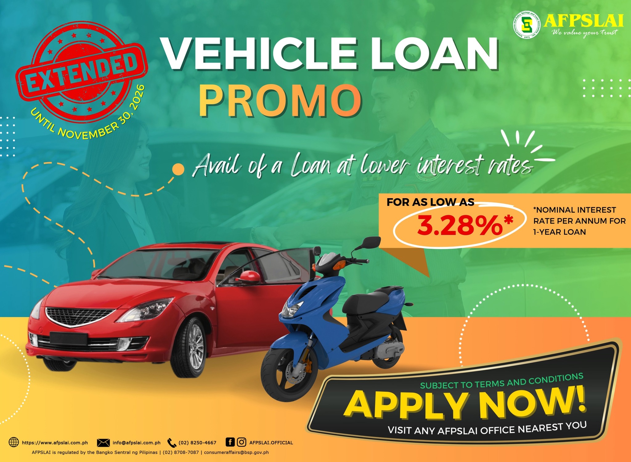 🚗 Good News, AFPSLAI Members! 🚗 The AFPSLAI Vehicle Loan Promo has been ...