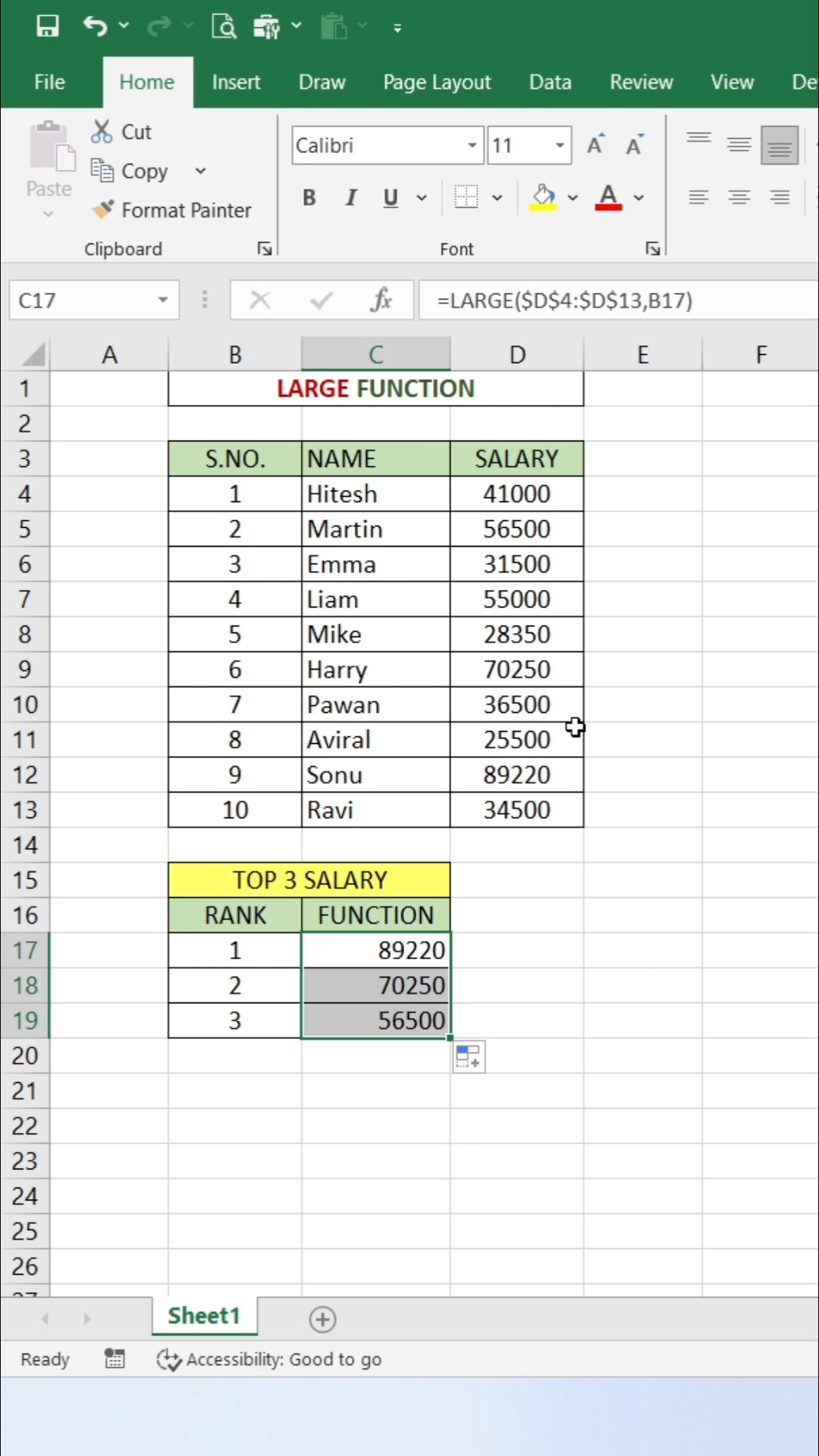 Large Function in Excel 👍 #exceltips #exceltricks #exceltutorial #Excel ...