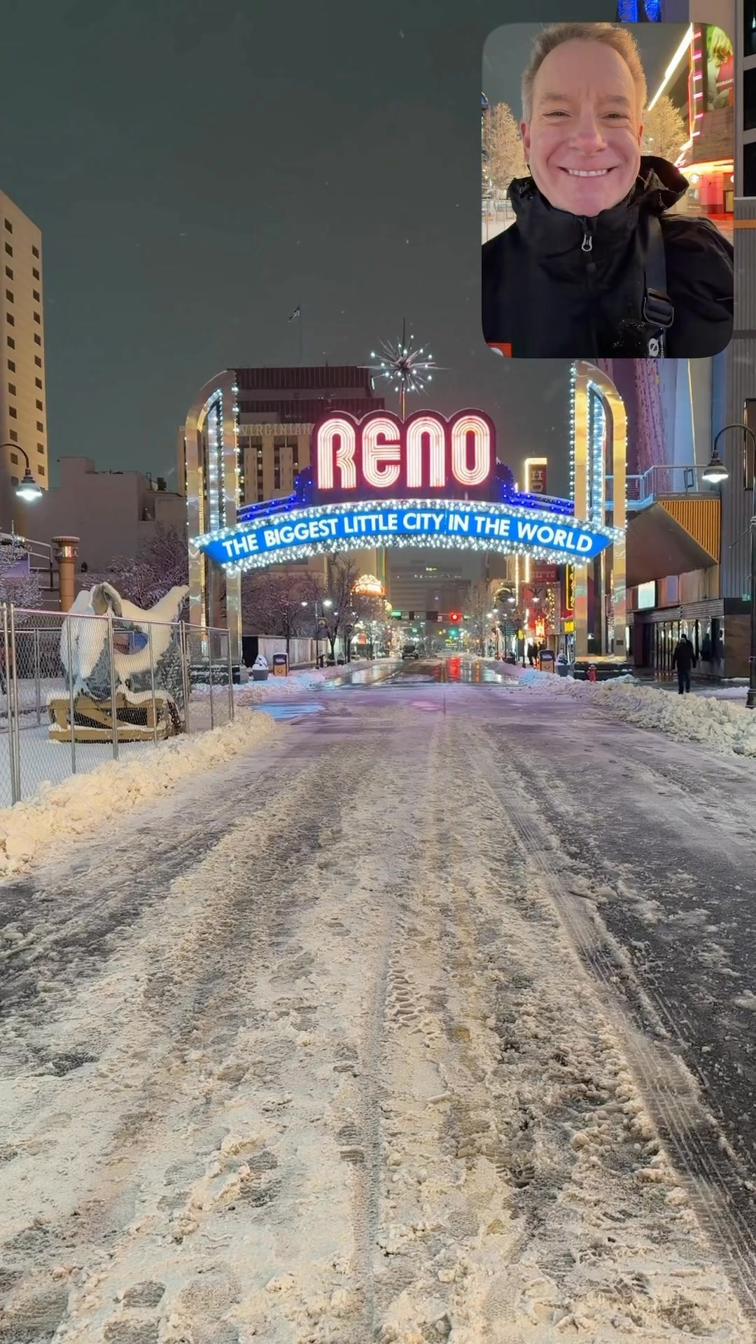 Downtown Reno on a quiet and snowy Tuesday night. | Chris Larson KTVN ...
