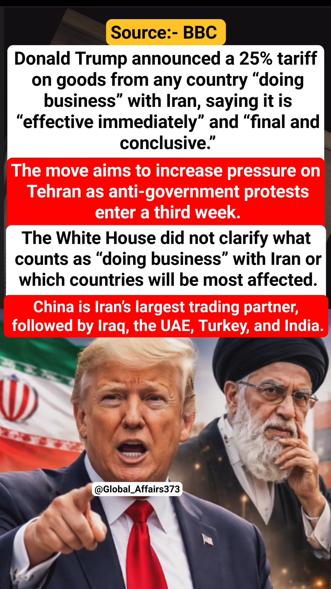 Trump announces 25% tariff on countries doing business with Iran | The ...