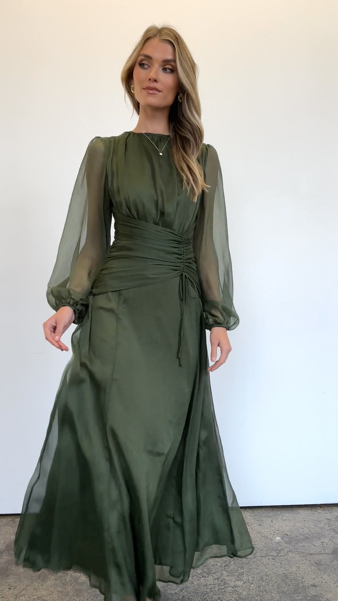 gingham and heels green dress The Starstruck Maxi in Olive is the kind of piece that speaks for itself ♡ | organic cotton bohemian wedding dress