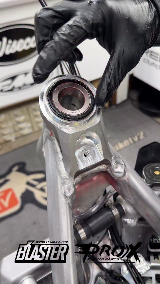 Triple clamp prep on the @suzukicycles With some @blasterproducts