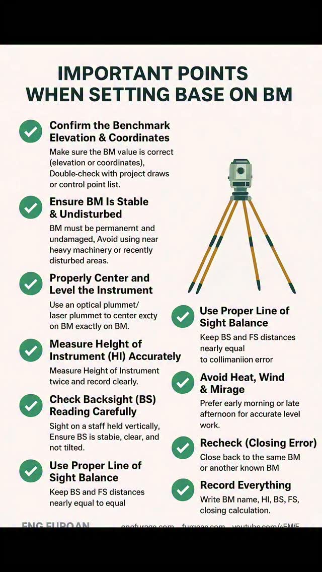 📍 Important Points When Setting Base on a Benchmark (BM) | Surveying ...