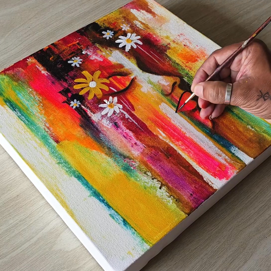Amazing painting technique 😍😍😍 Easy acrylic painting 🎨 ️ ️ ...