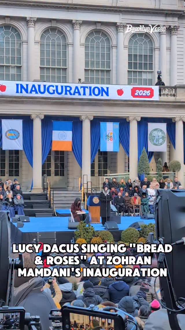 Lucy Dacus, accompanied by Sarah Goldstone, sang the labor movement ...