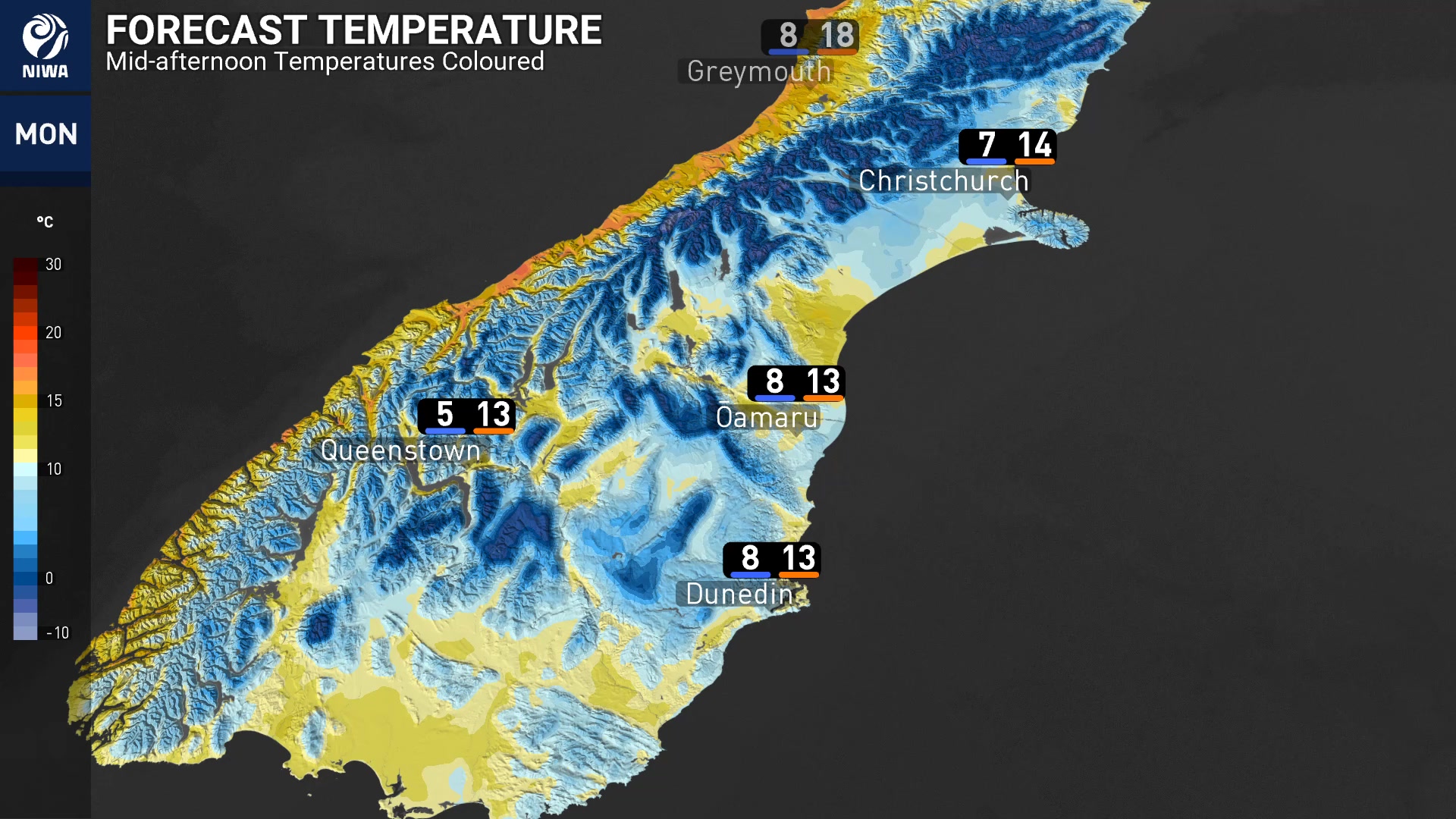 On Monday, chilly autumn temperatures will affect much of New Zealand ...