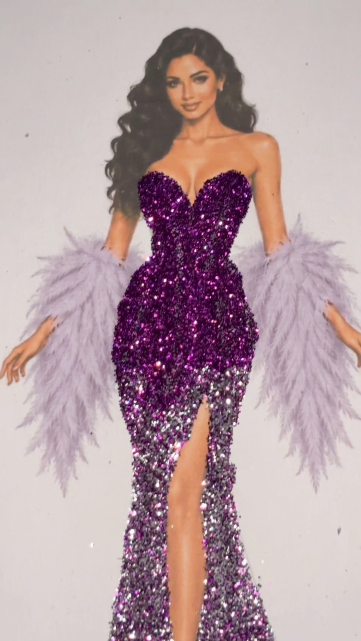 glam and glitter dress look violet 💜 #glitter #glitterdress #art #fashion #drawing #colors Collection: REACTIVE