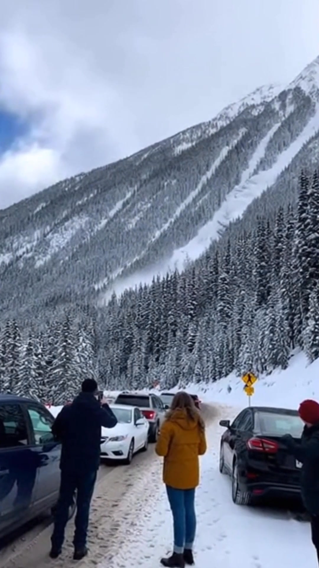 Terrifying Avalanche Hits Mountain Roadway Glacier National Park