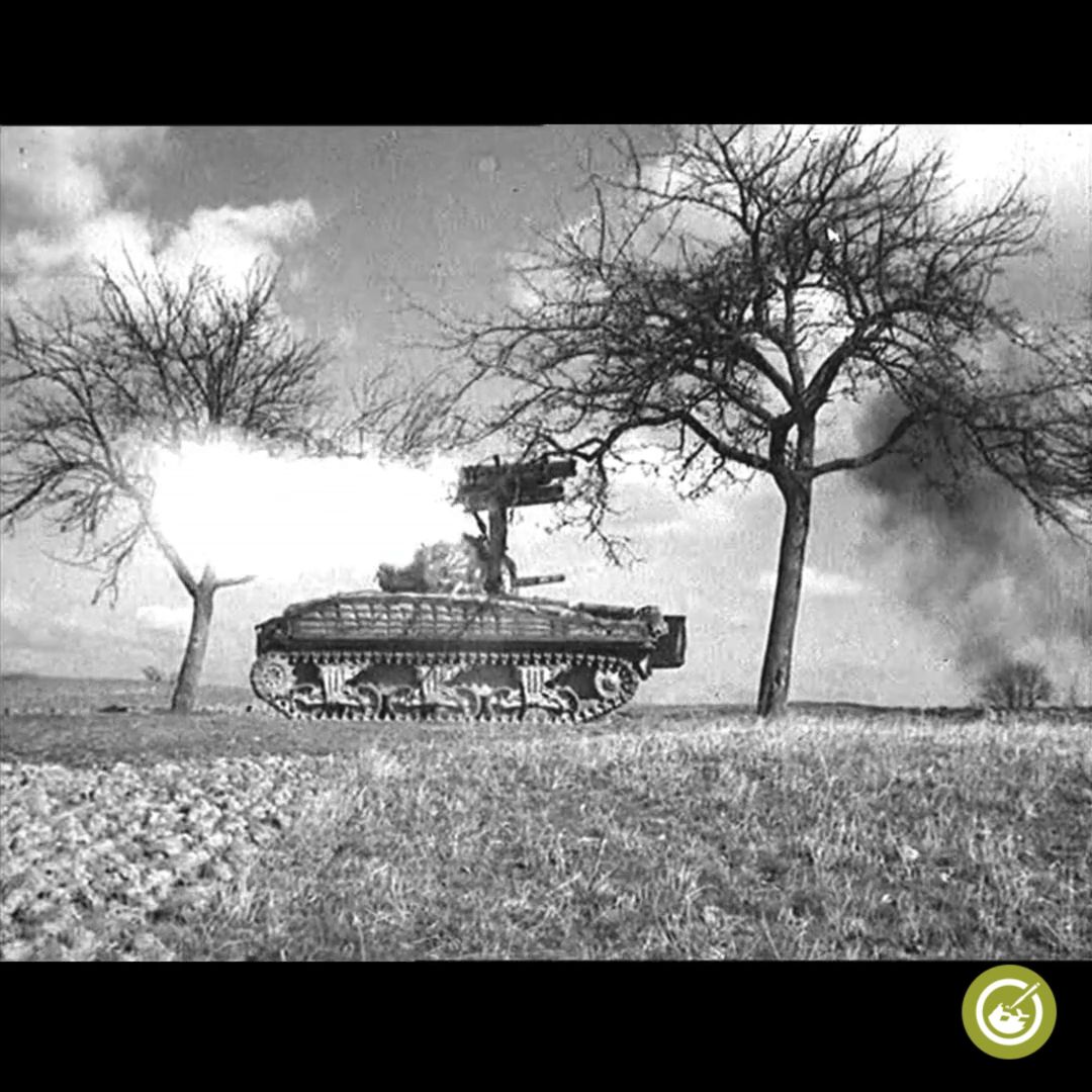 American M4 tank fitted with a T34 Rocket Launcher or ‘Calliope’. These ...