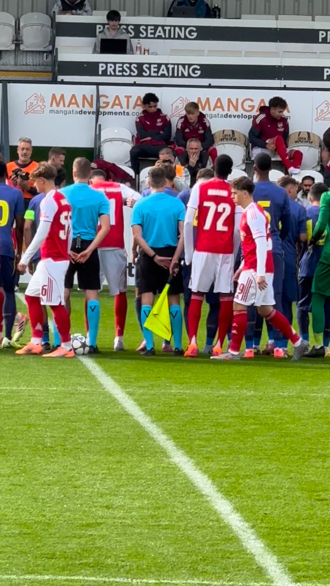 The Arsenal U19 side line-up for a pre-match photo ahead of their UEFA ...