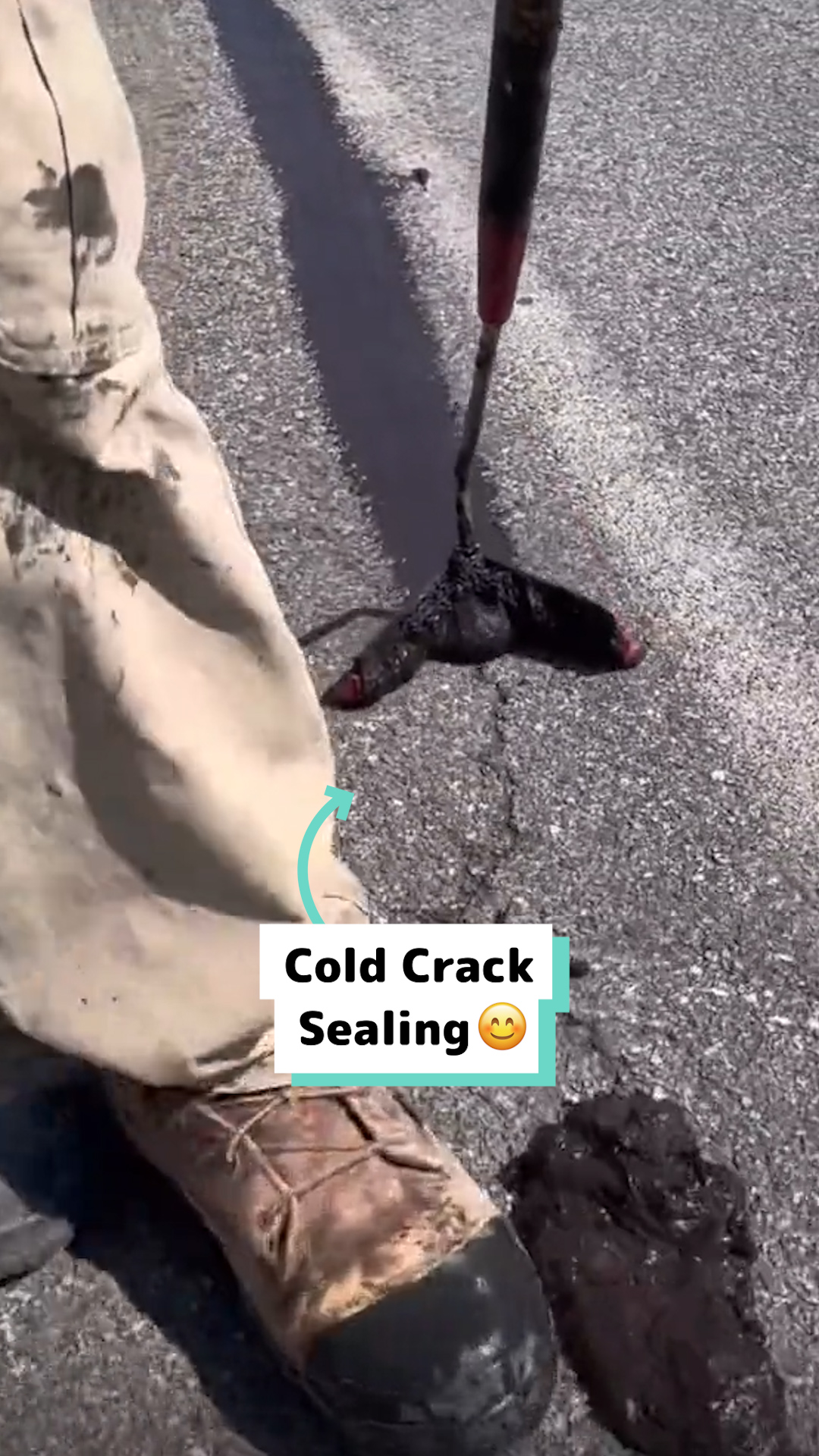 Cold crack sealing a broken pavement 🤤🖤 | Craft Factory | Facebook
