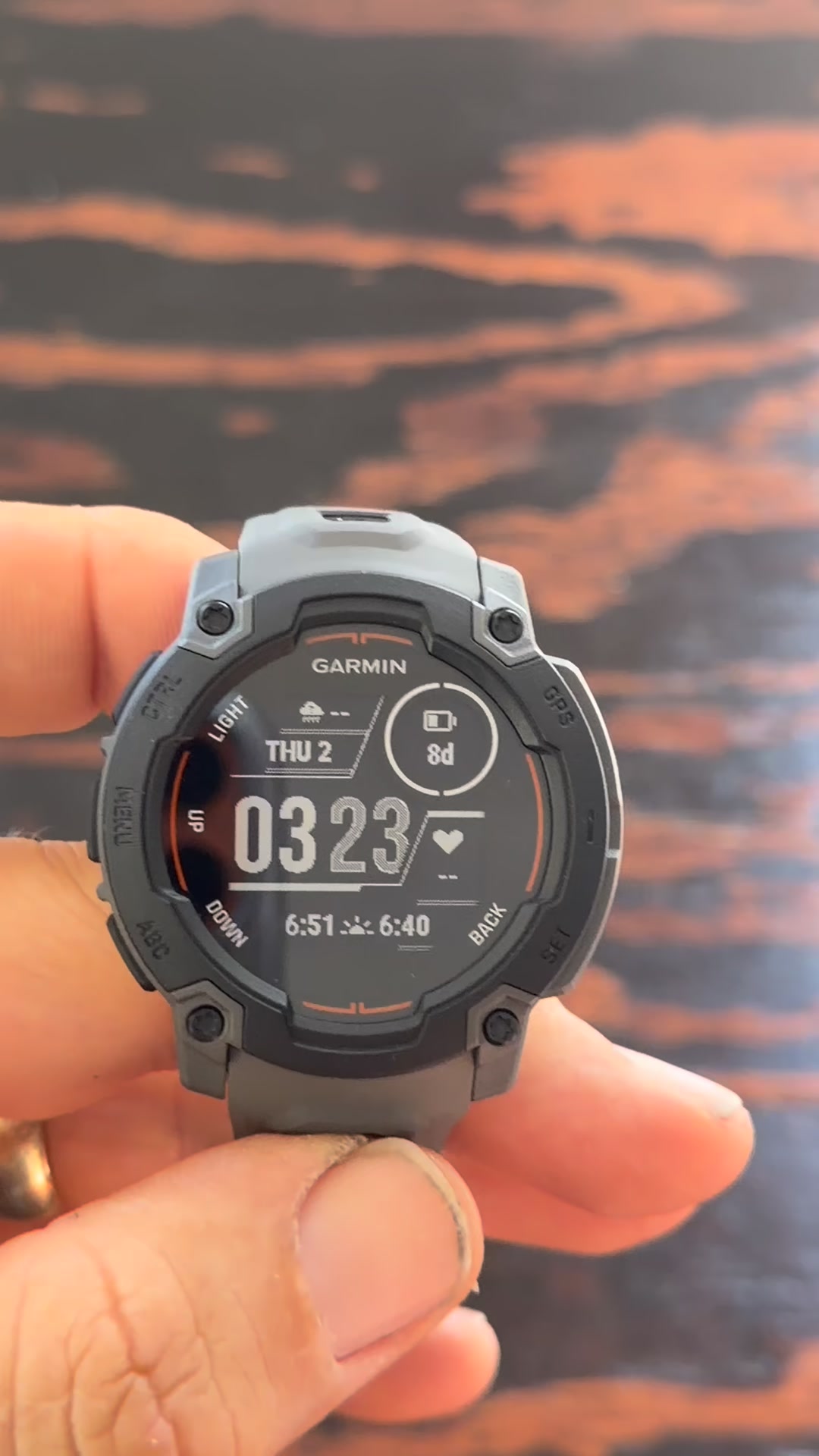 Basic screen on the Garmin Instinct E 45mm watch #gundogsupply 