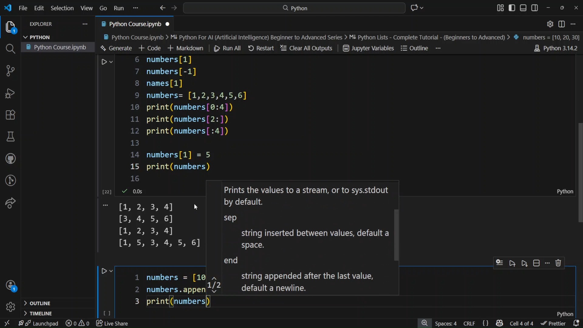 Lists (Functions) (8) in Python Programming #artificelintelligence # ...
