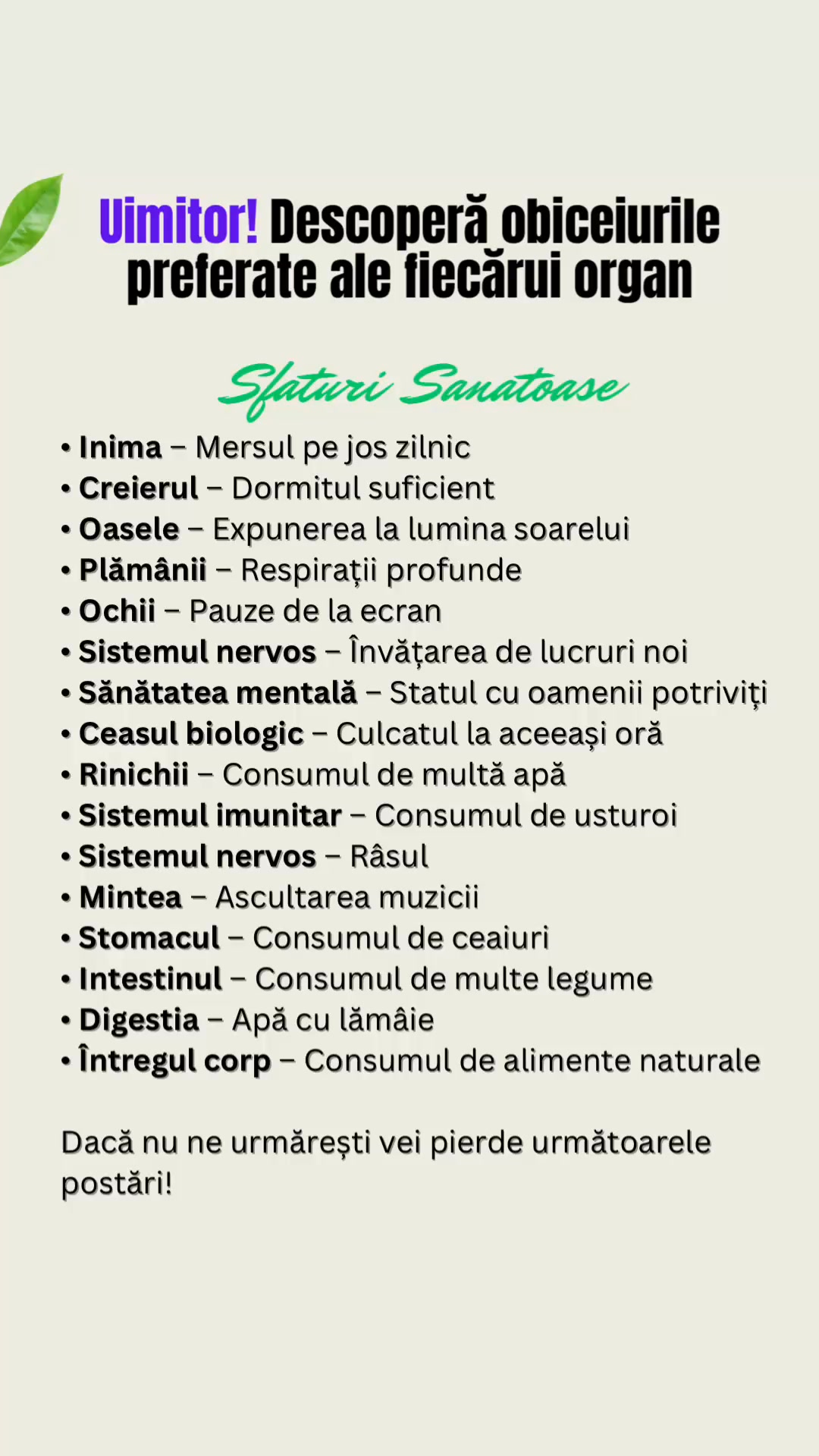 Uimitor! Descoperă obiceiurile preferate ale fiecărui organ | Sfaturi ...