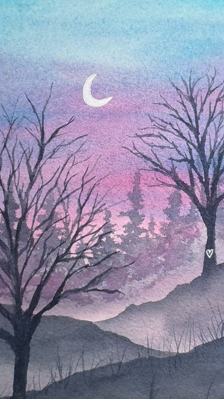 I 💗 cotton candy skies 🍬🩵💕 #watercolor #watercolorpainting # ...