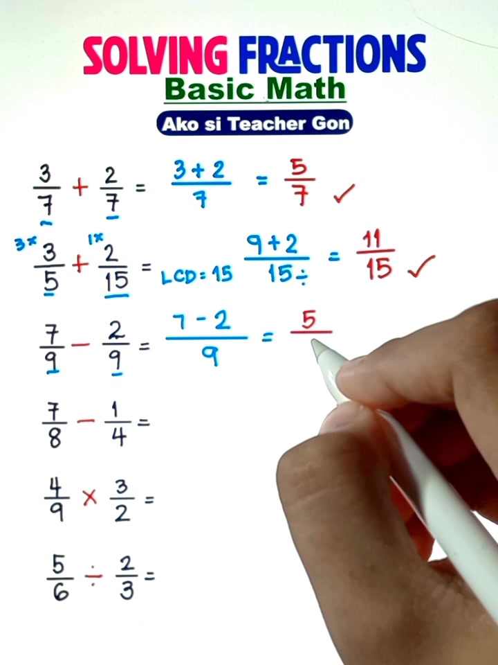 Solving Fractions‼️ #basicmath #fractions #mathematics #teachergon # ...