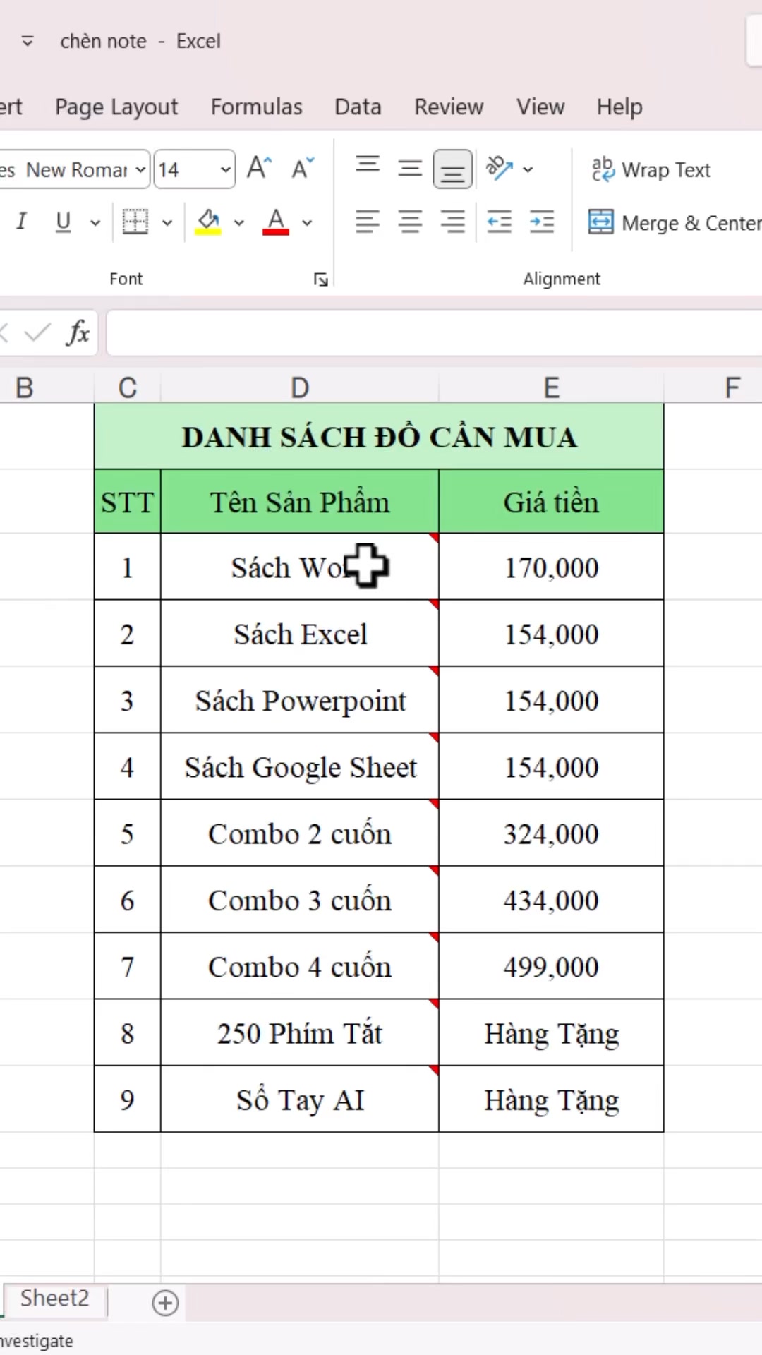 Cách chèn note vào trong ô Excel #tinhocvanphong #word #Excel # ...
