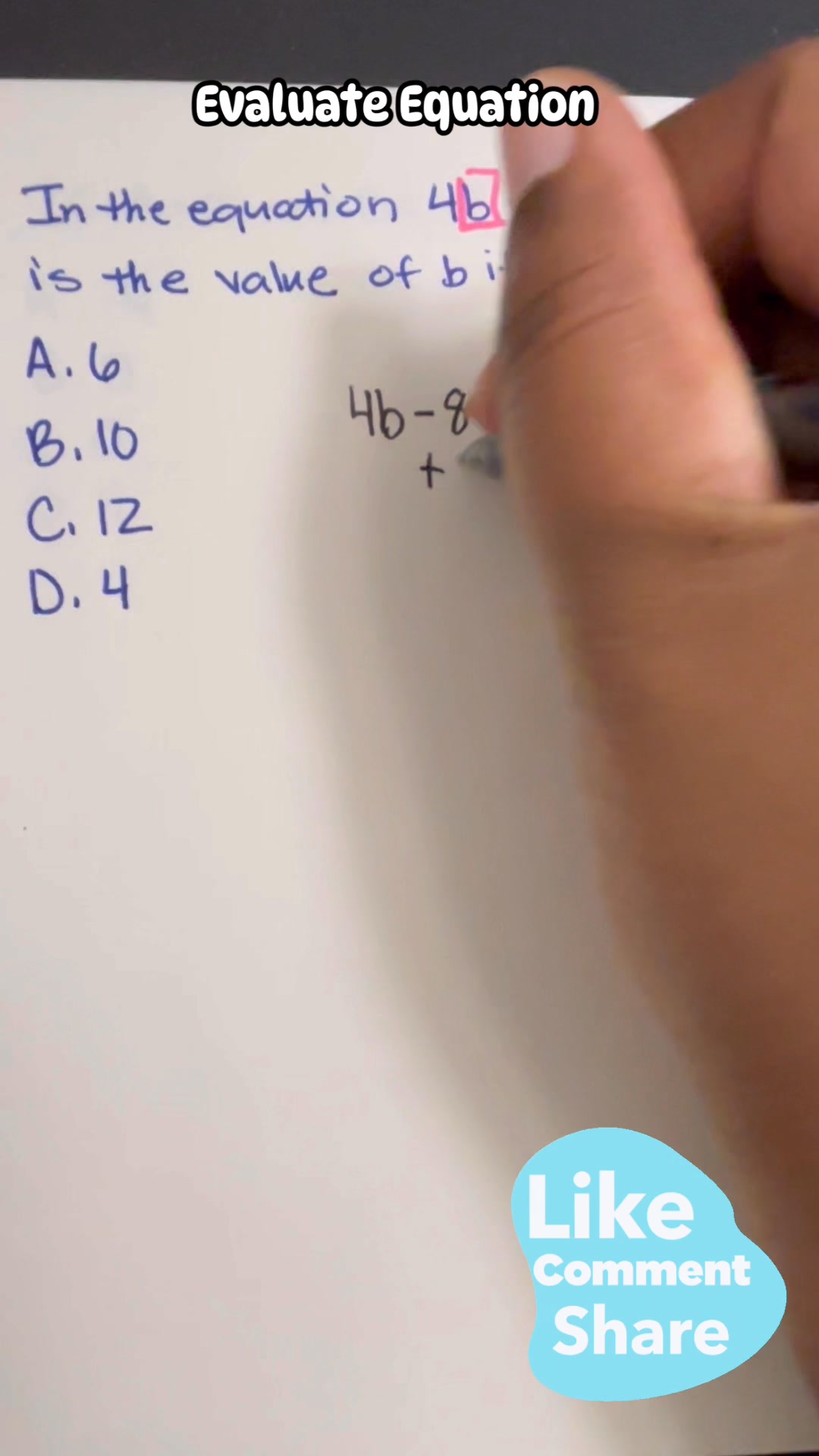 How to solve as two step equation when plugging in a value. # ...