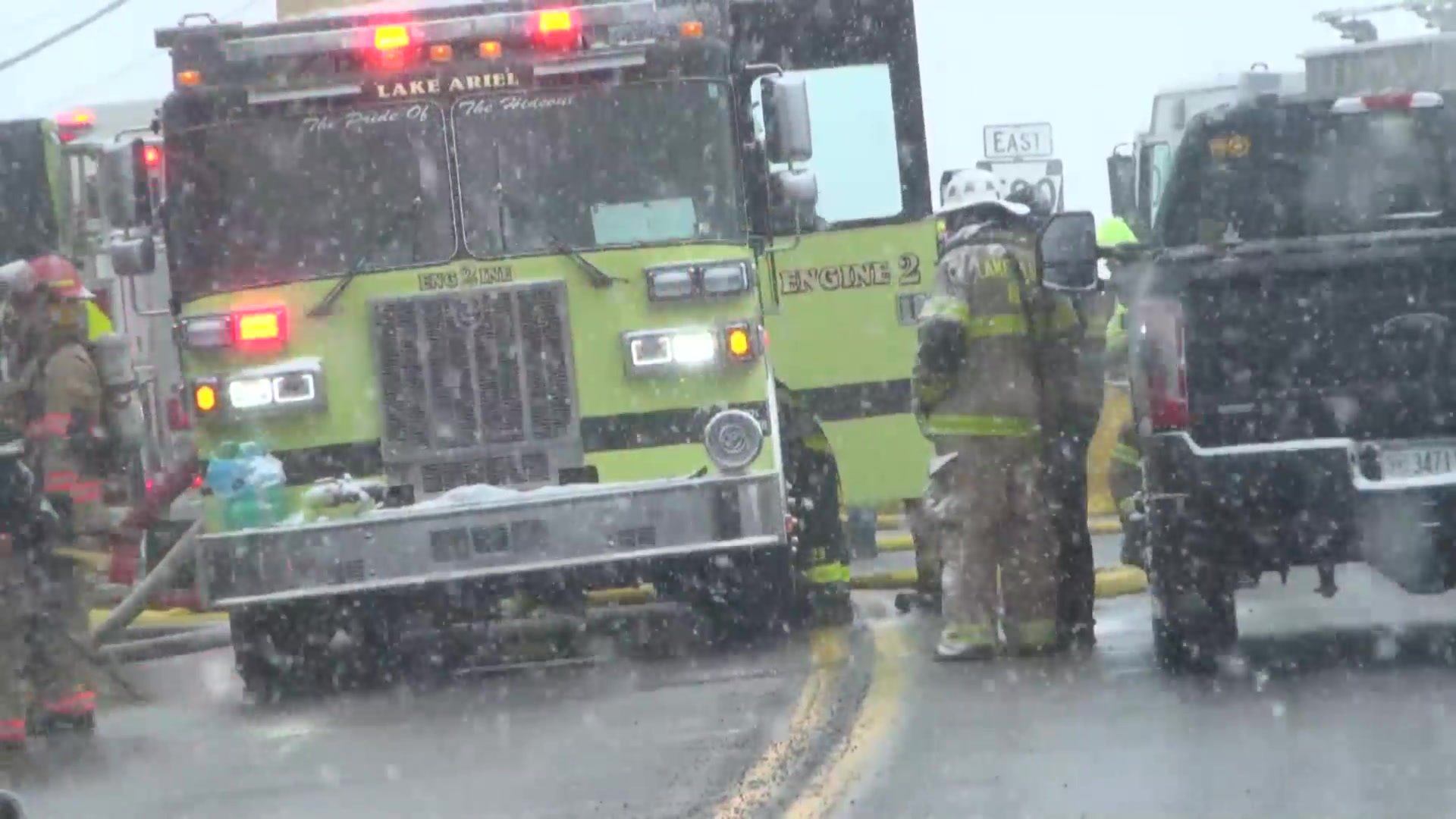 Fire crews were out in force, battling a fire at a business in Wayne ...