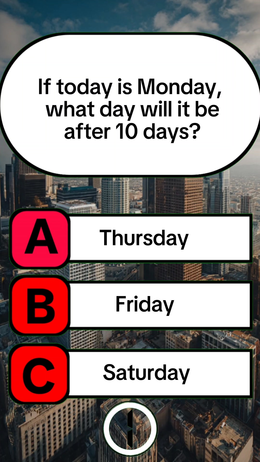 If today is Monday, what day will it be after 10 days? #mathriddle # ...