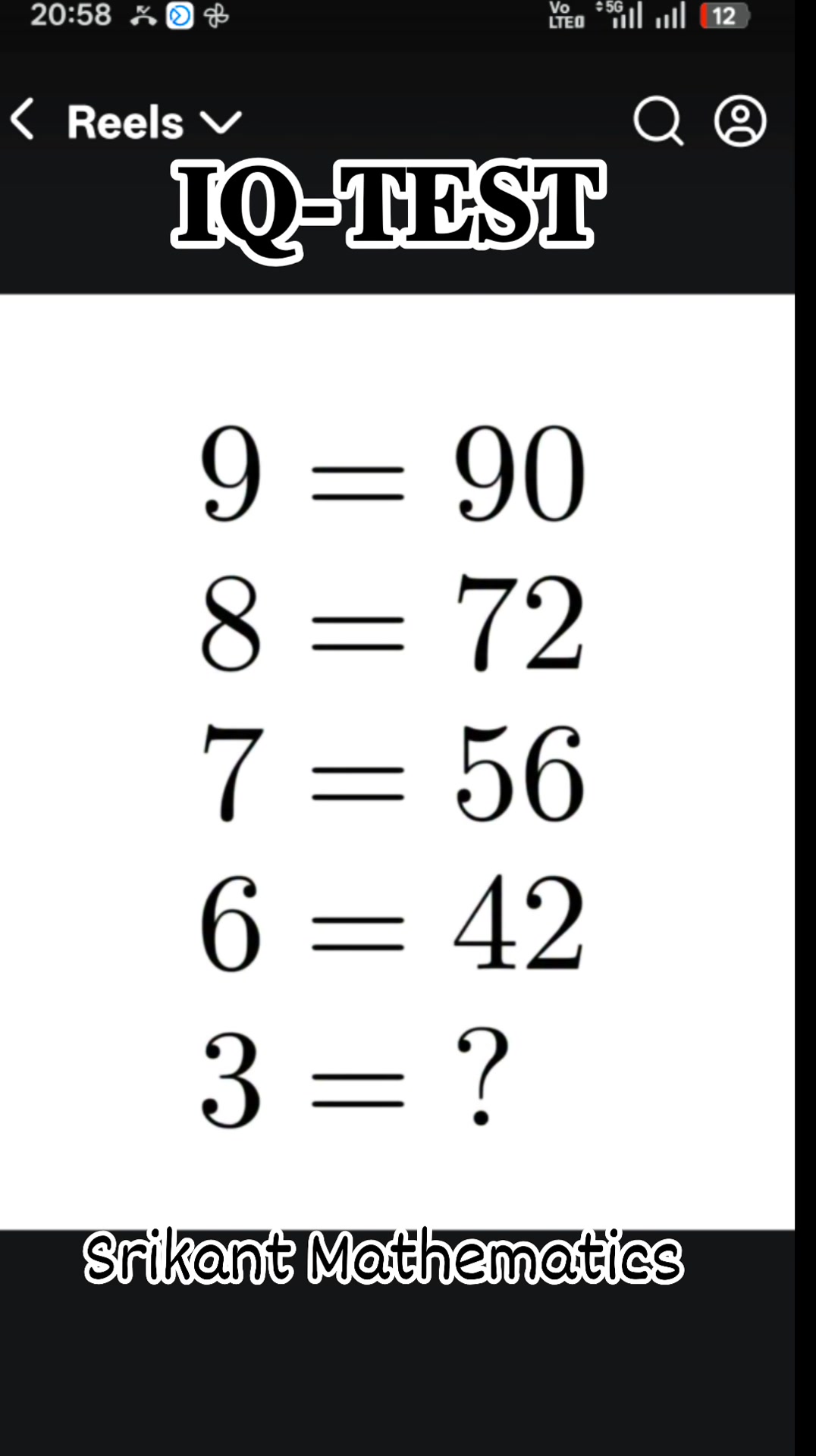 Solve 𝐈𝐐-𝐓𝐄𝐒𝐓 🤔 ️ #important #math #question #viral #reels #trending # ...