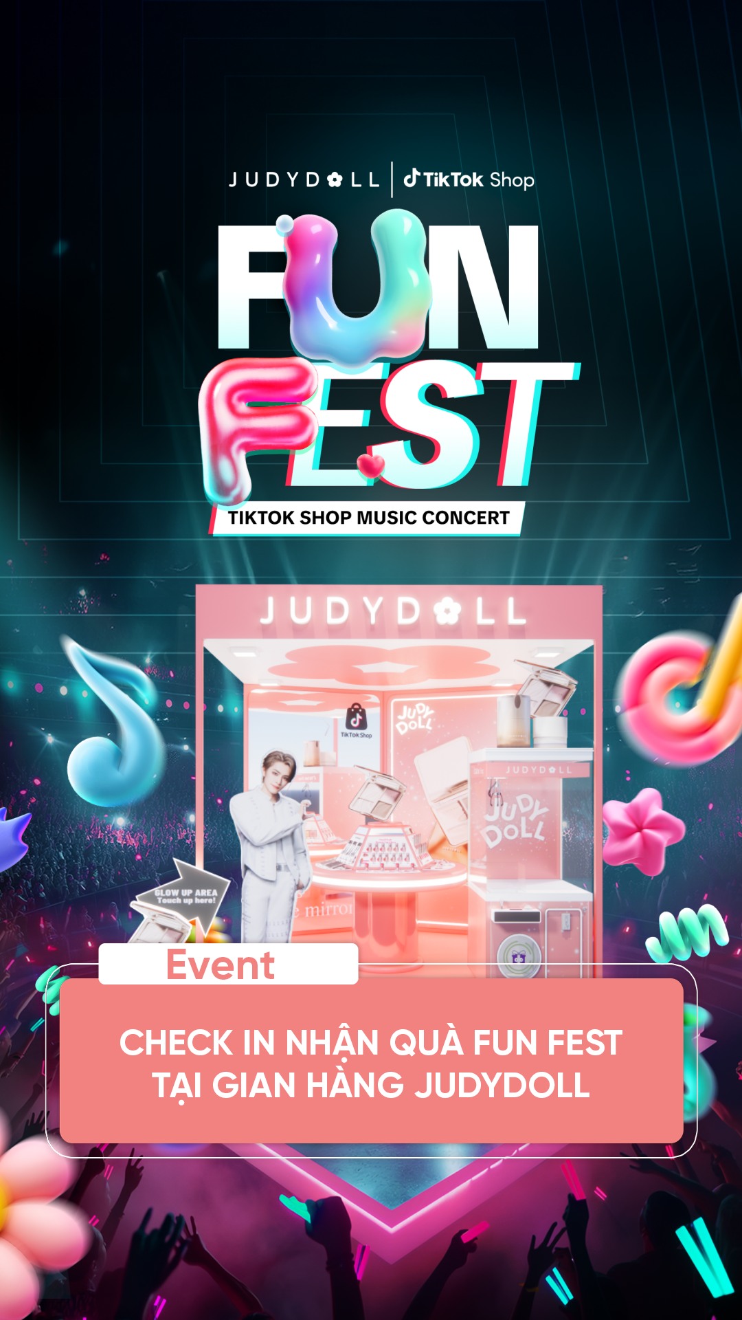 Check-in nhận quà tại gian hàng Judydoll TikTok Shop Fun Fest, hàng ...