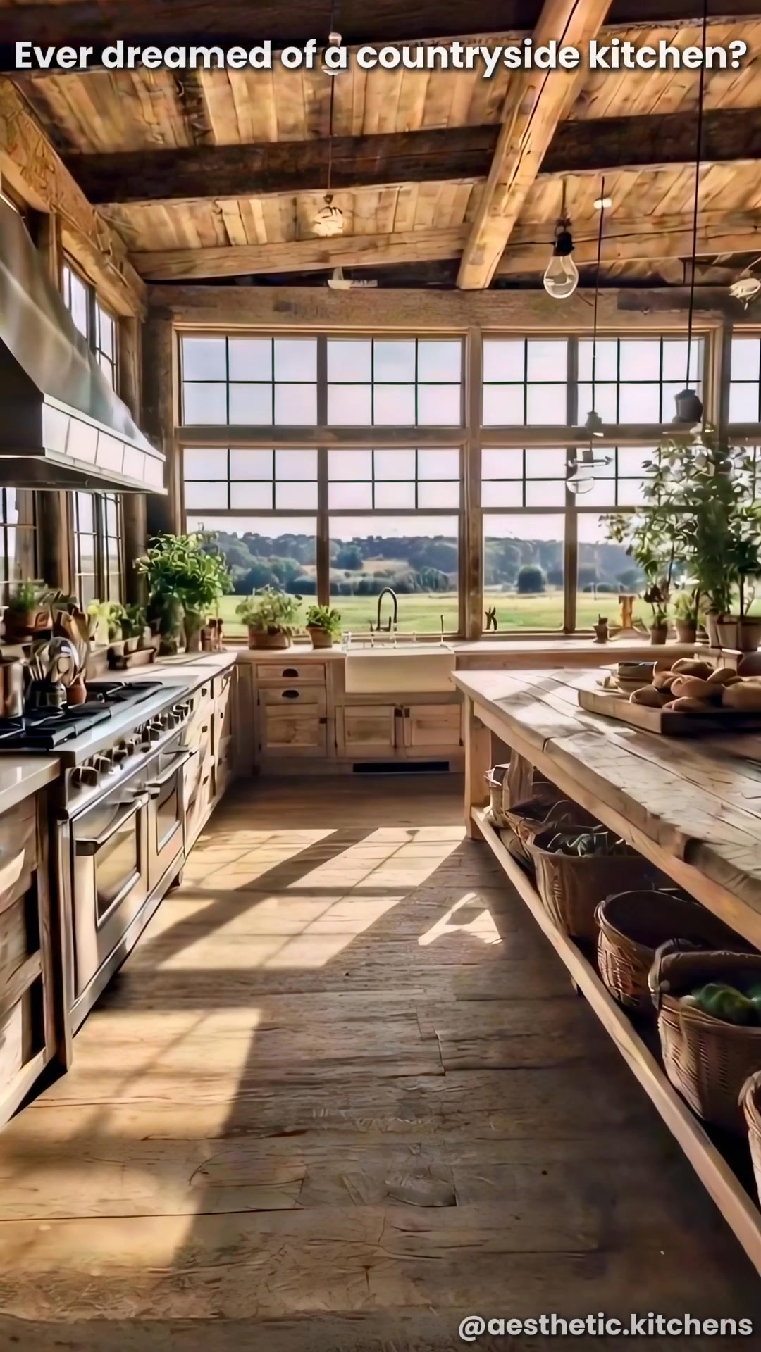 Ever dreamed of a countryside kitchen? Rustic wood, morning sunlight ...