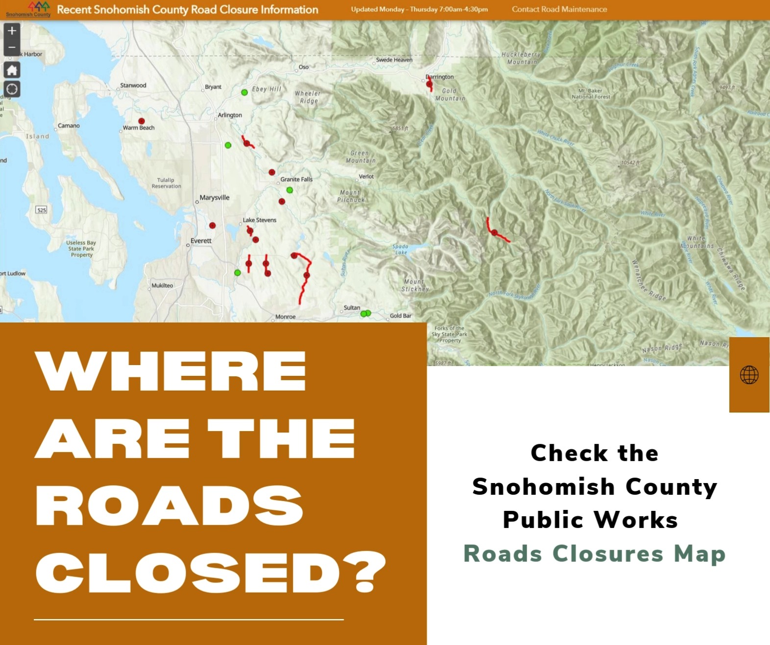 Before heading out, check the #SnoCoRoads closure map to see if your ...