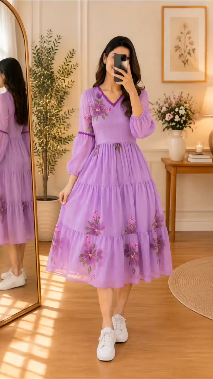floral sketch tiered cotton midi dress Cream Blue – Lace Trim Skirt trimmed tiered skirt type:Shirts Color:Night Sky Multi Penelope Blue Smocked Midi