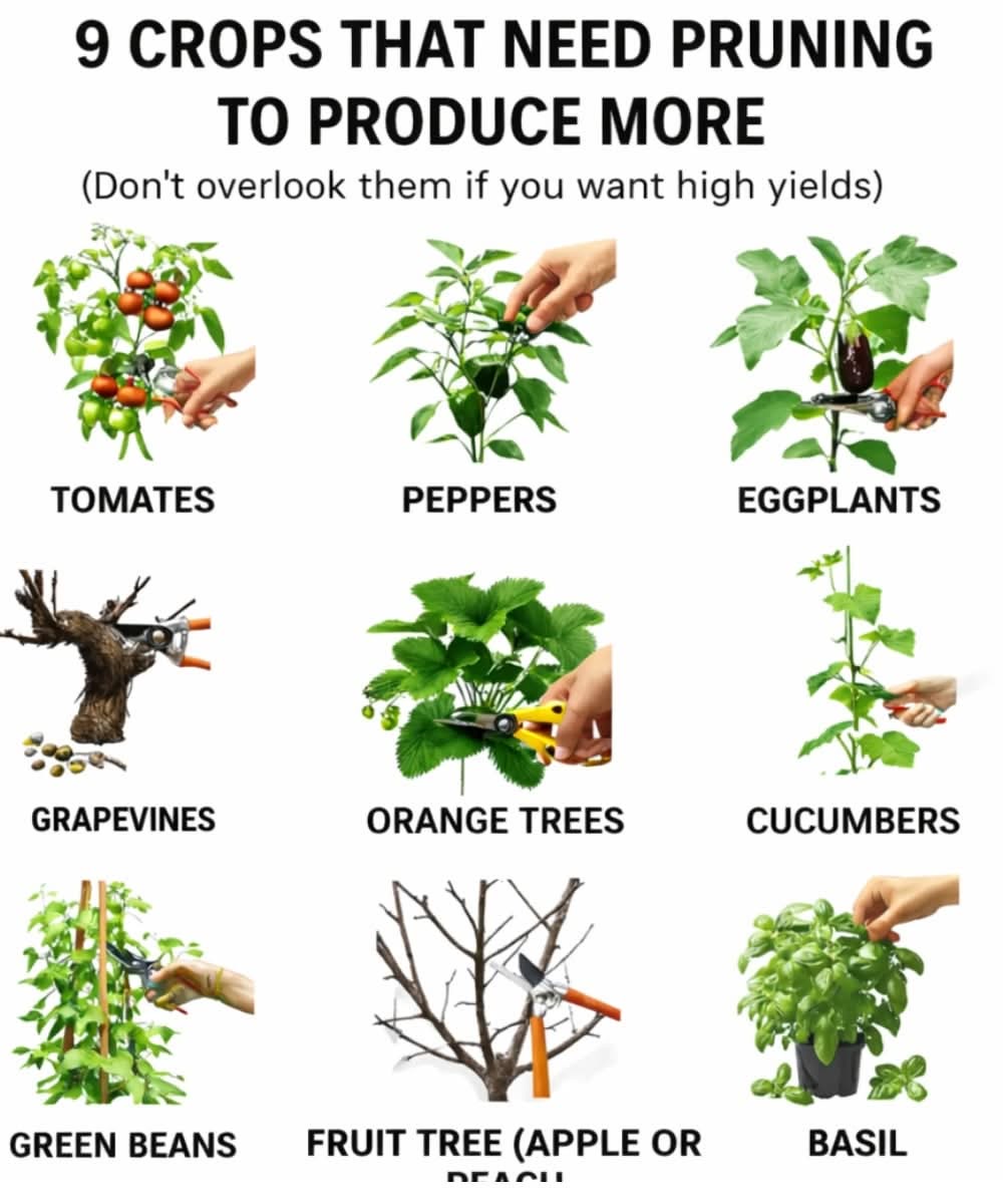 🌿 Crops That Benefit From Pruning for Better Yields 🌿 1️⃣ Tomatoes ...