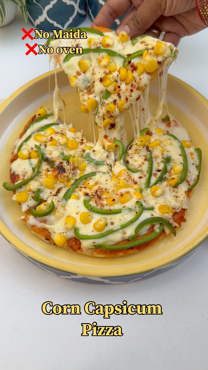 No Maida No Oven Corn Capsicum Pizza Recipe #reel | Mamta | Facebook