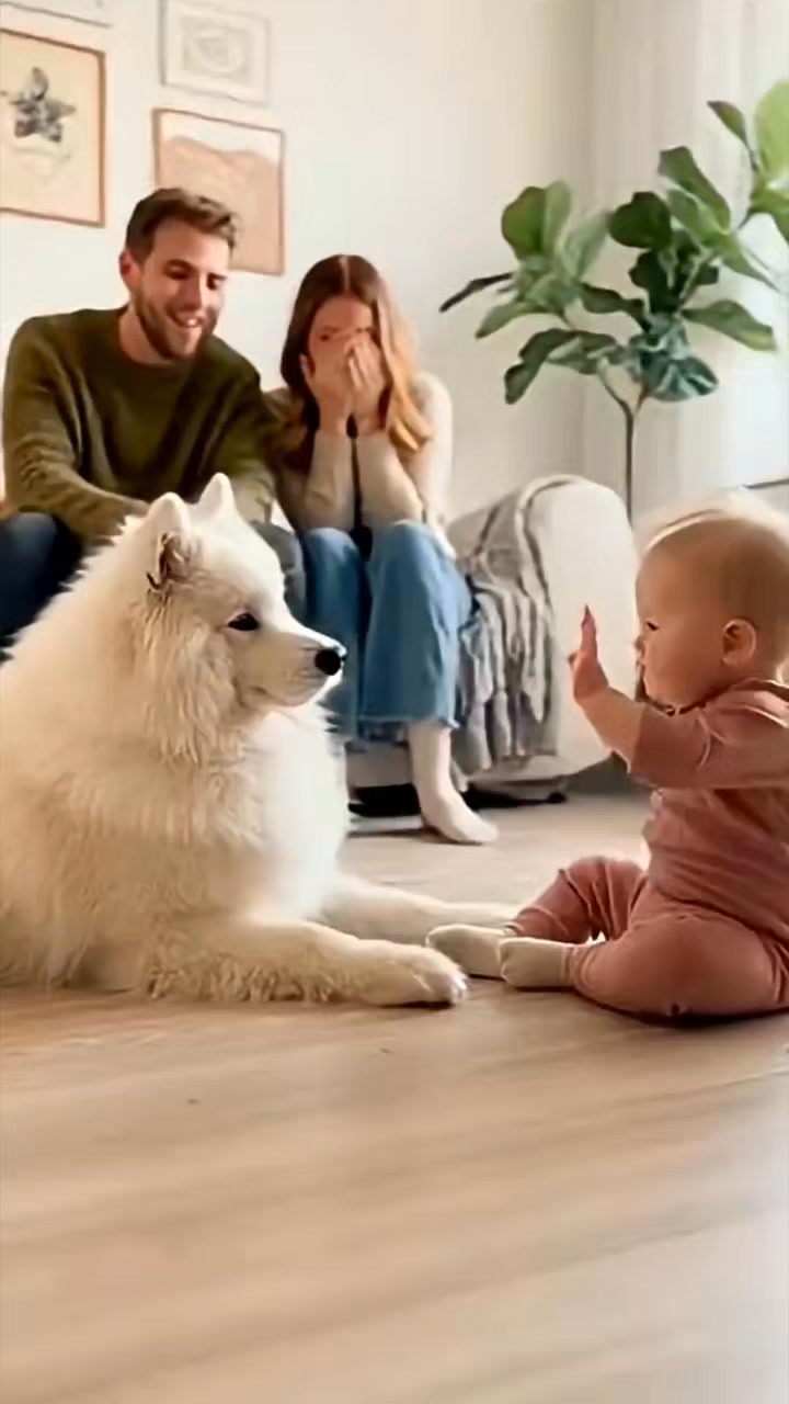 Husky Calmly Watching Laughing Baby(720P_HD) | Cats Lovers | Facebook