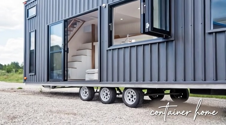 Built to move. Designed to stay. This container home on wheels ...