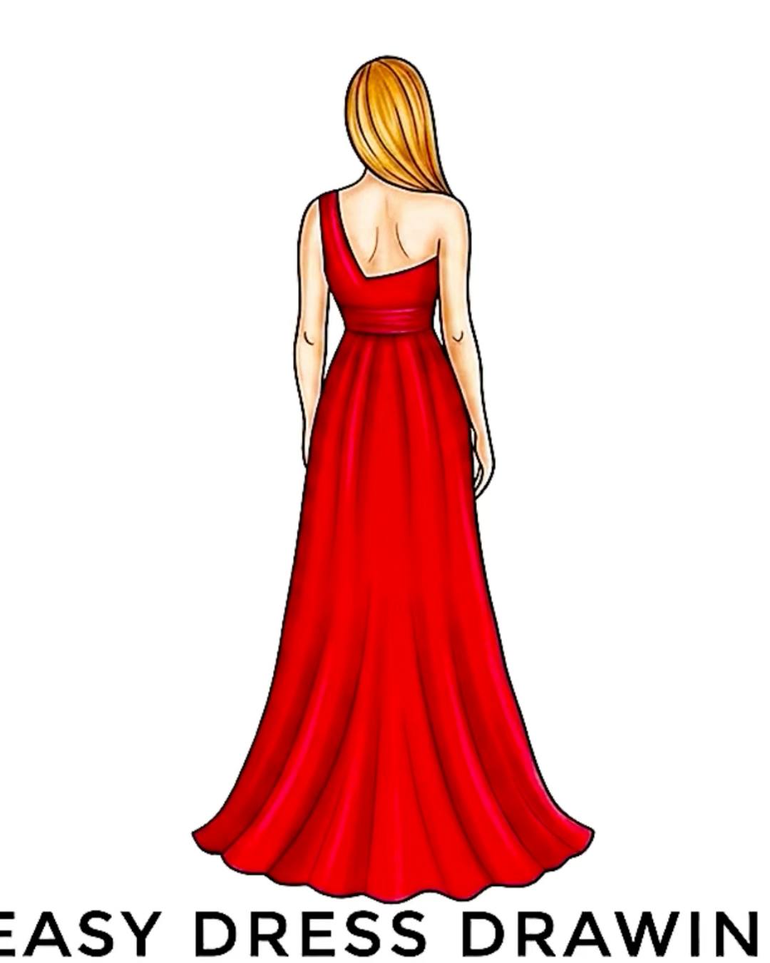 Easy Girl Dress Drawing Step by Step Tutorial