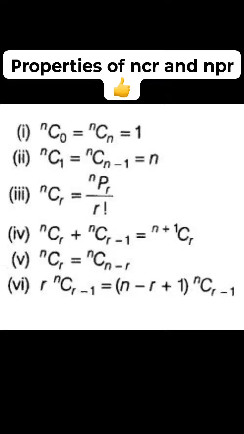 Properties of ncr and npr 👍 #mathseasy #NCR #npr # ...